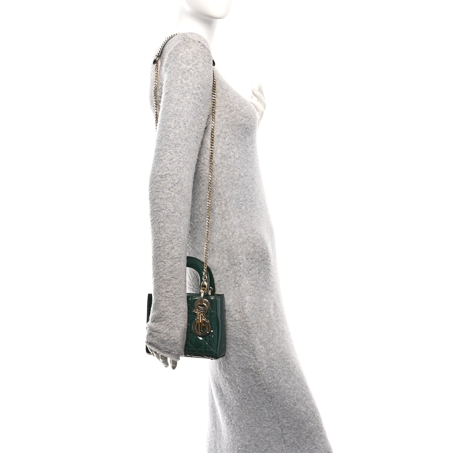 Patent Cannage Mini Lady Dior Pine Green