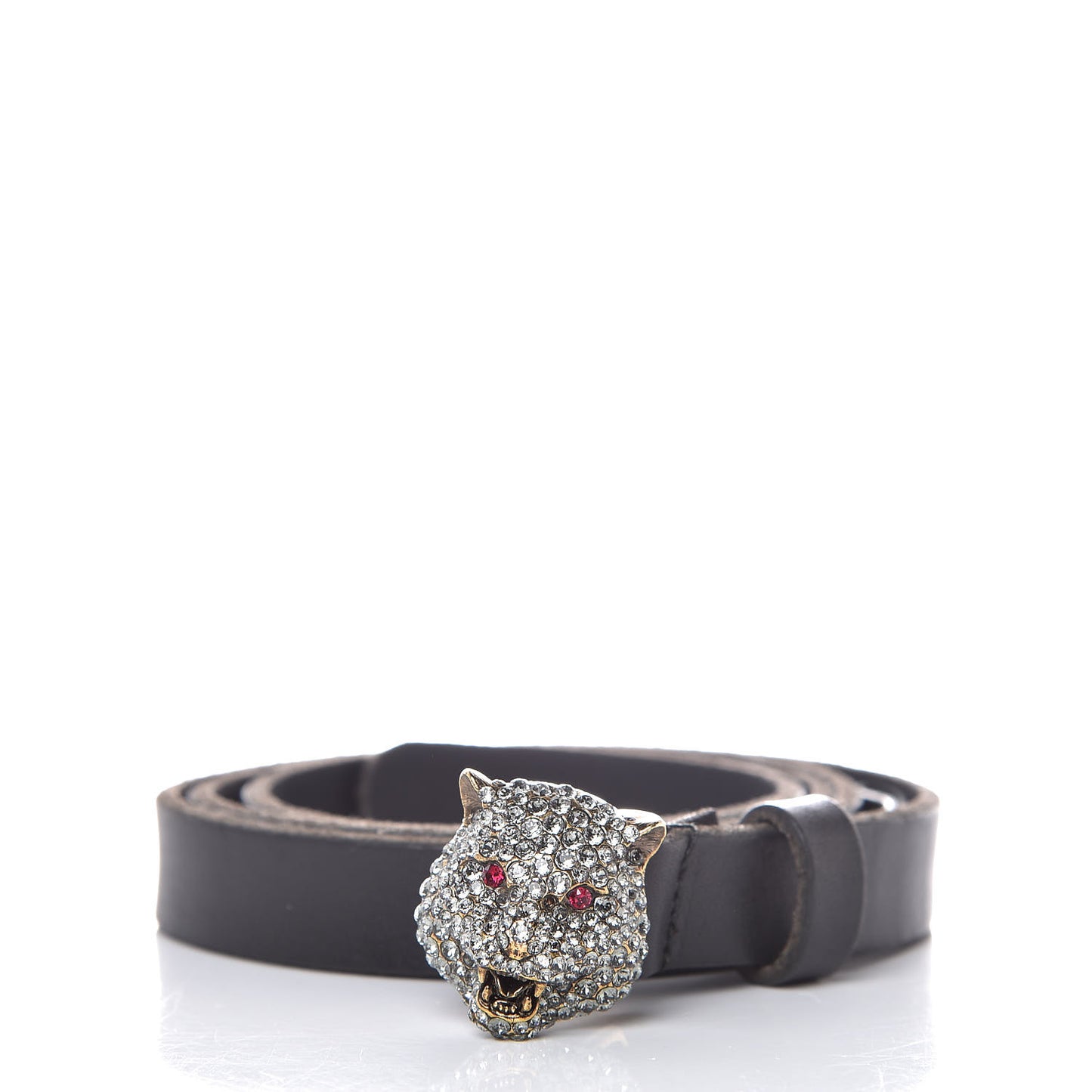Calfskin Crystal Feline 20mm Belt 85 34 Black