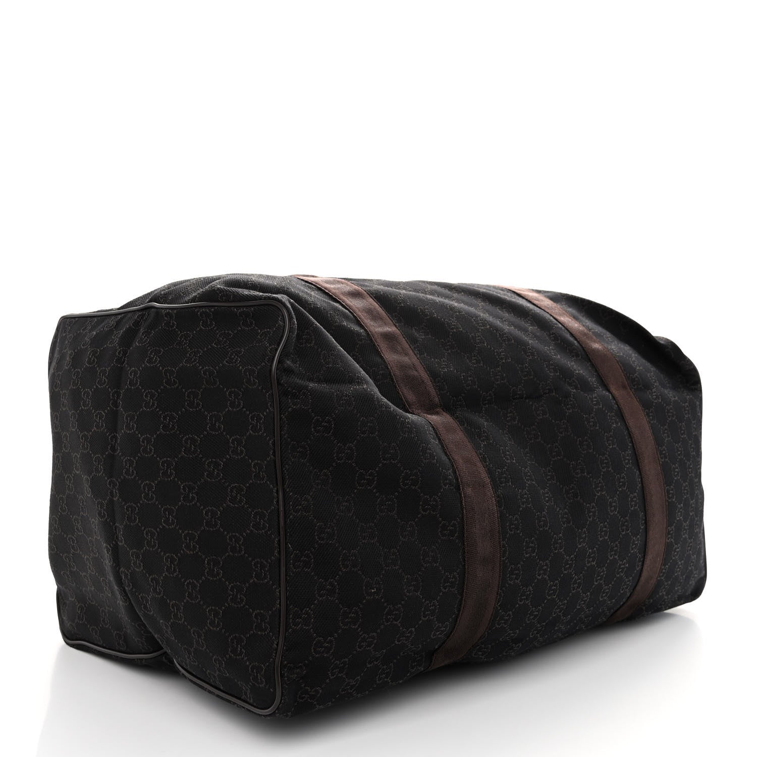 Gucci Denim Monogram Large Collapsible Carry On Duffle Bag Brown 4 of 10