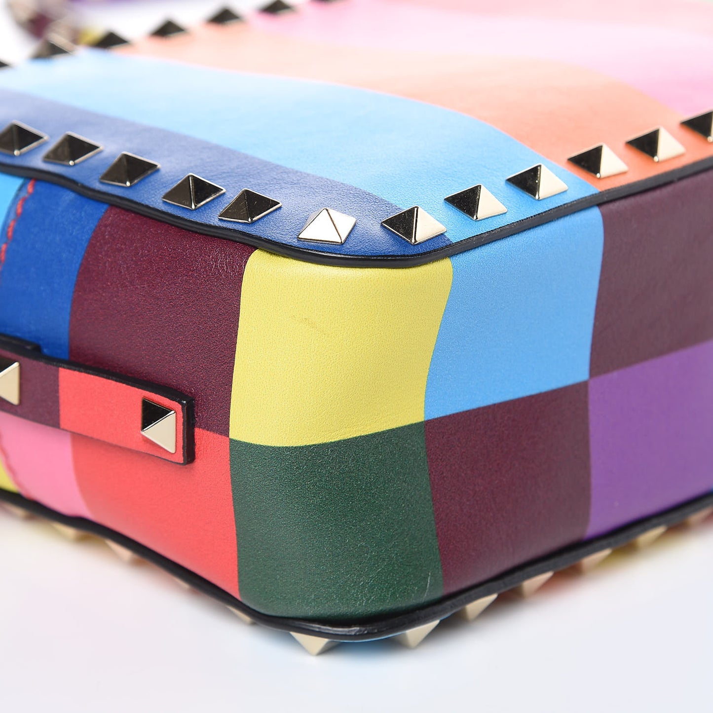 Vitello 1973 Rockstud Camera Crossbody Bag Multicolor