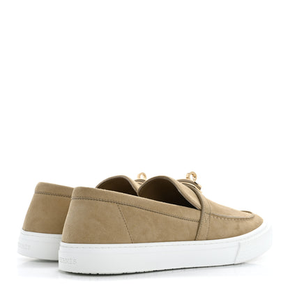 Hermes Suede Goatskin Game Slip On Sneakers 38 Beige Lin 5 of 10