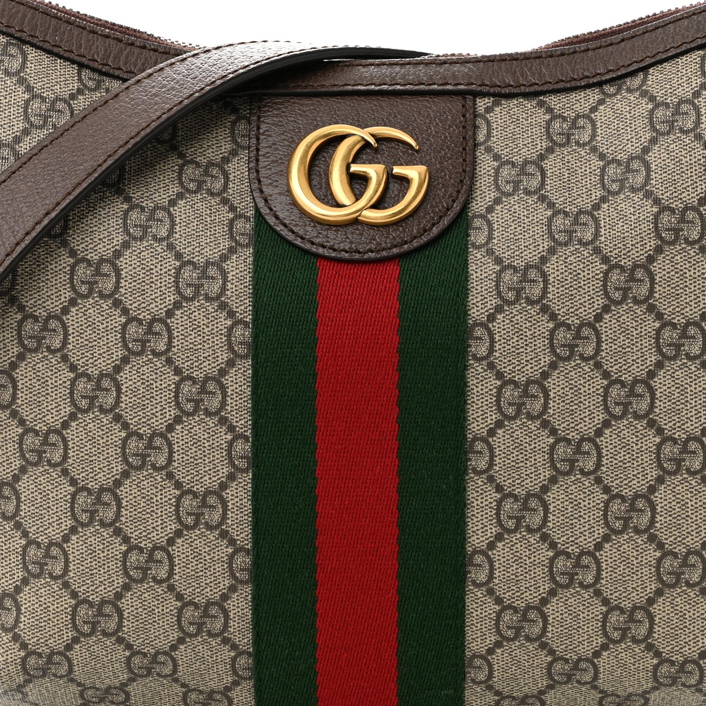 GG Supreme Monogram Web Small Ophidia Half Moon Hobo Brown