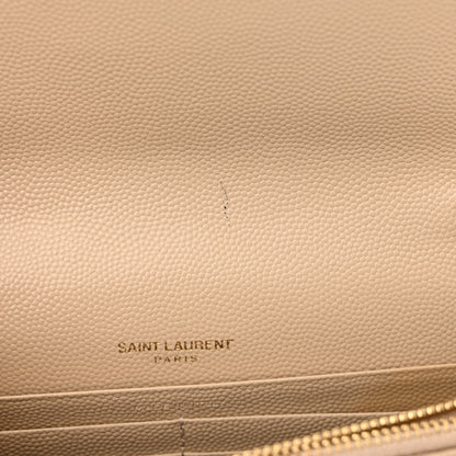 Saint Laurent Grain De Poudre Matelasse Chevron Monogram Envelope Chain Wallet Nude Powder 13 of 13