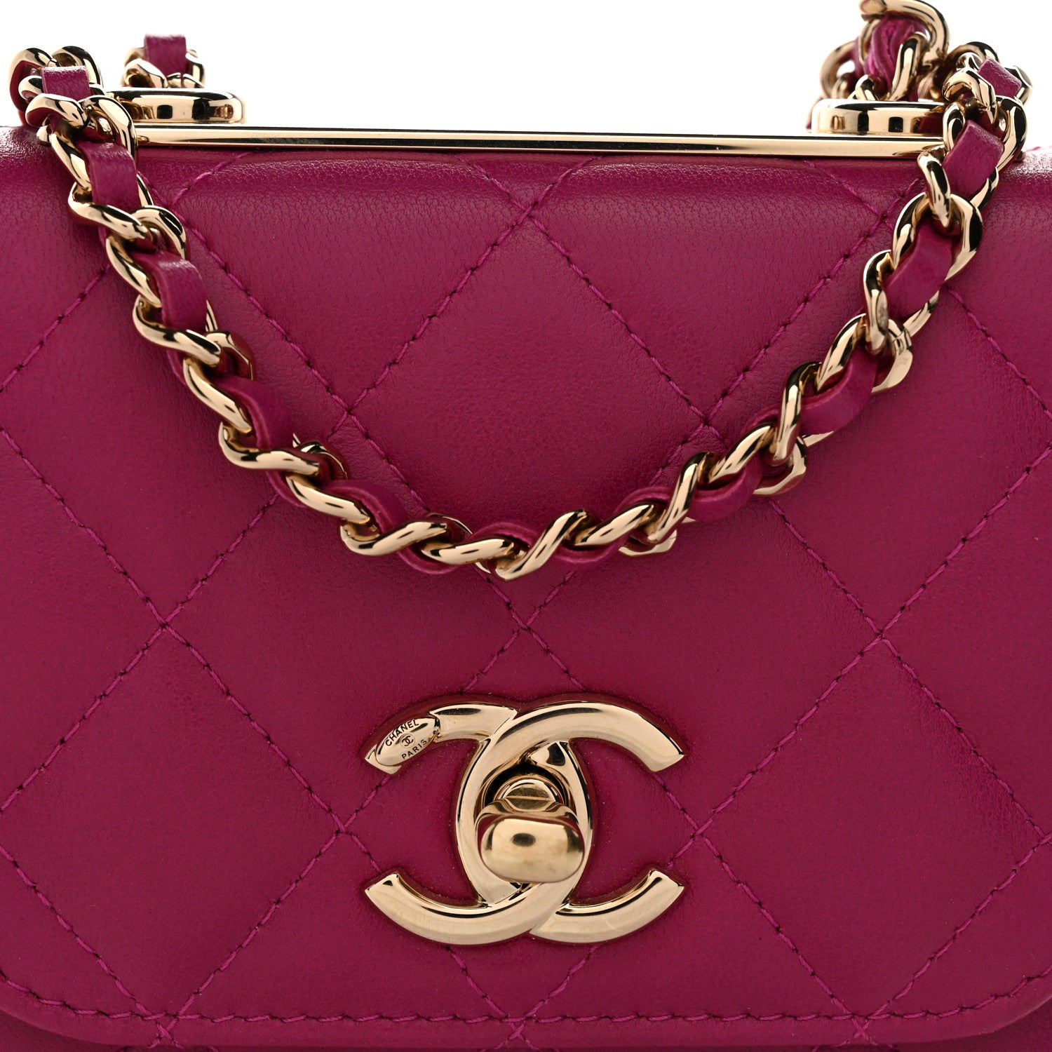 Chanel Lambskin Quilted Mini Trendy CC Clutch With Chain Fuchsia 8 of 11