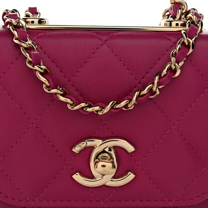 Chanel Lambskin Quilted Mini Trendy CC Clutch With Chain Fuchsia 8 of 11