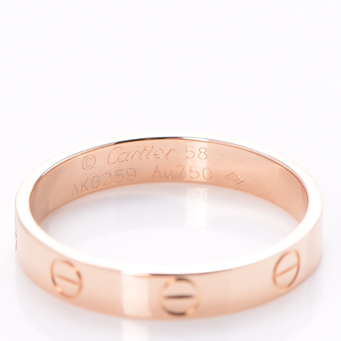 18K Pink Gold 3.5mm LOVE Wedding Band Ring 58 8.5