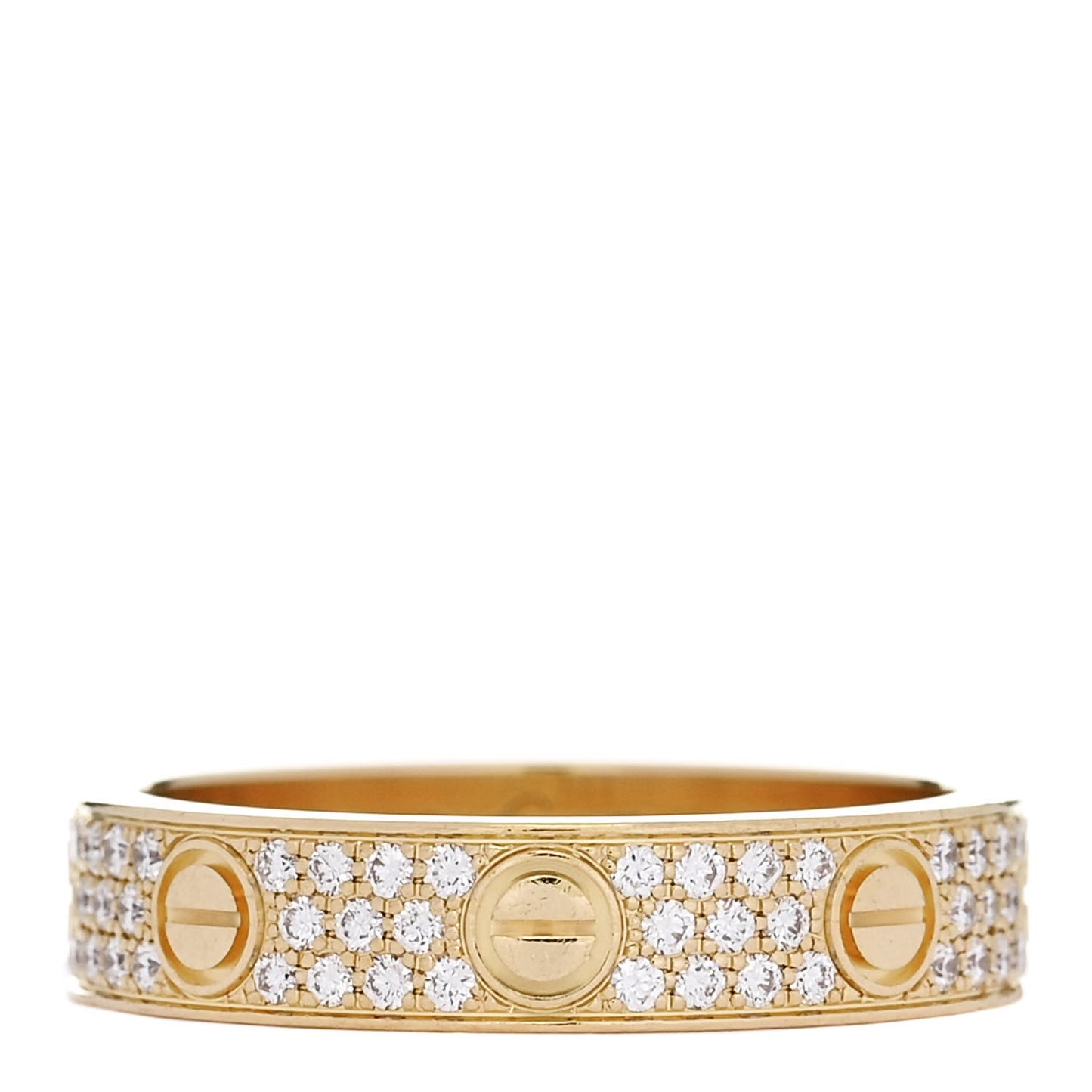 18K Yellow Gold Diamond 4mm LOVE Wedding Paved Band Ring 49 5