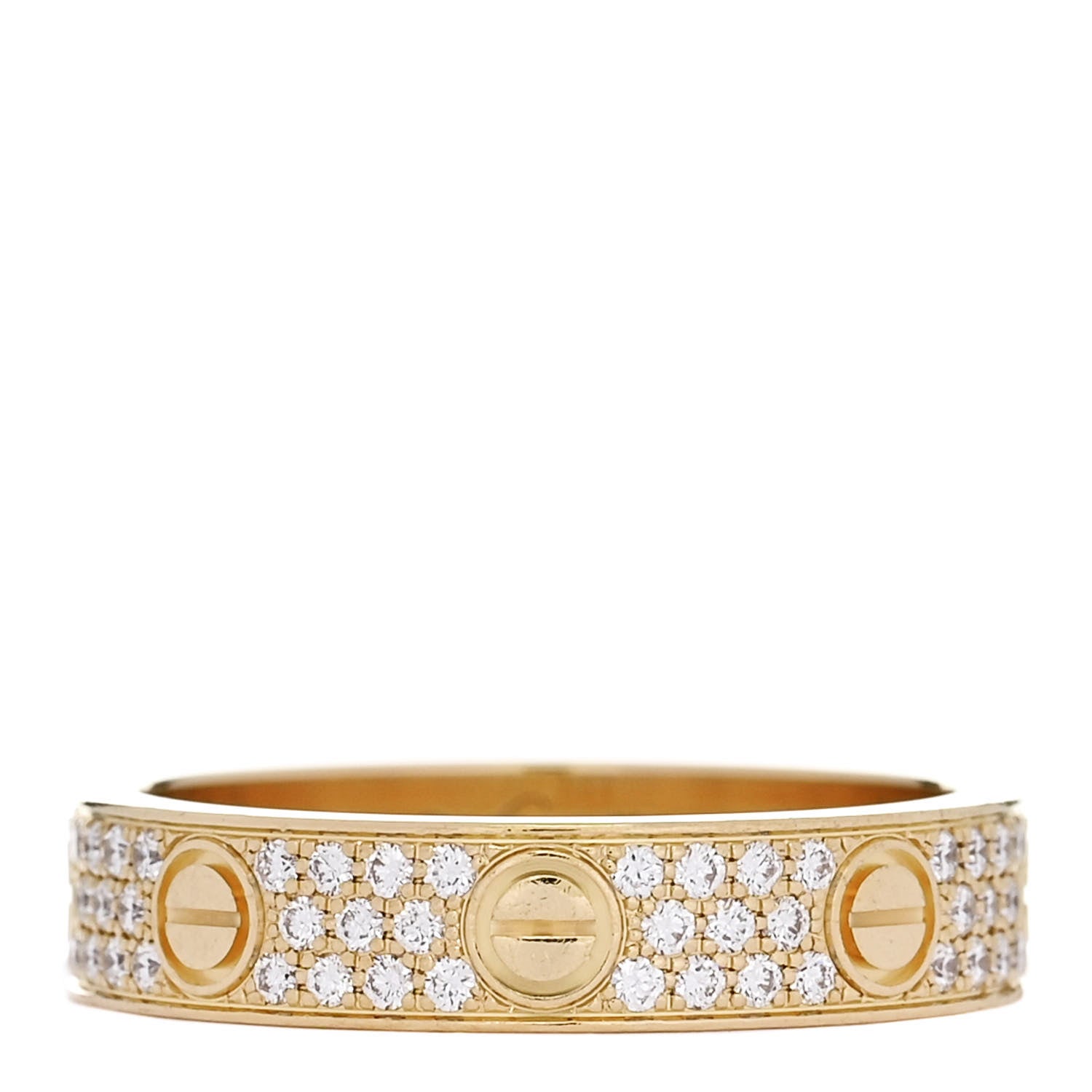 Cartier 18K Yellow Gold Diamond 4mm LOVE Wedding Paved Band Ring 49 5 1 of 5