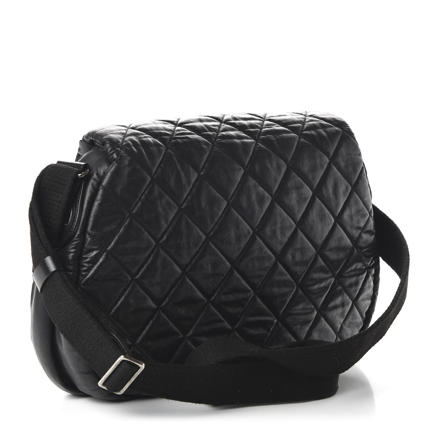 Coated Canvas Quilted Expandable Messenger Black