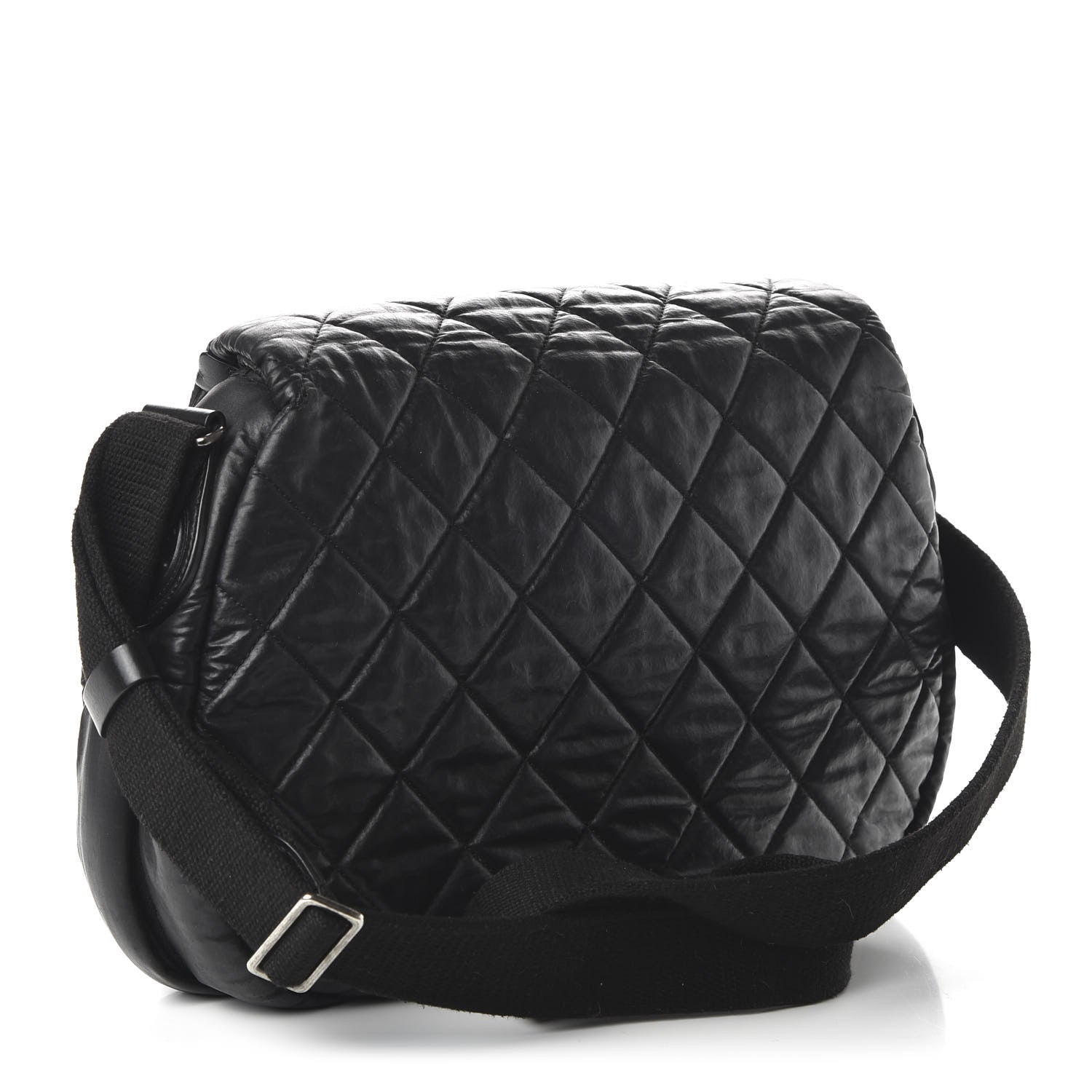 Chanel Coated Canvas Quilted Expandable Messenger Black 3 of 10
