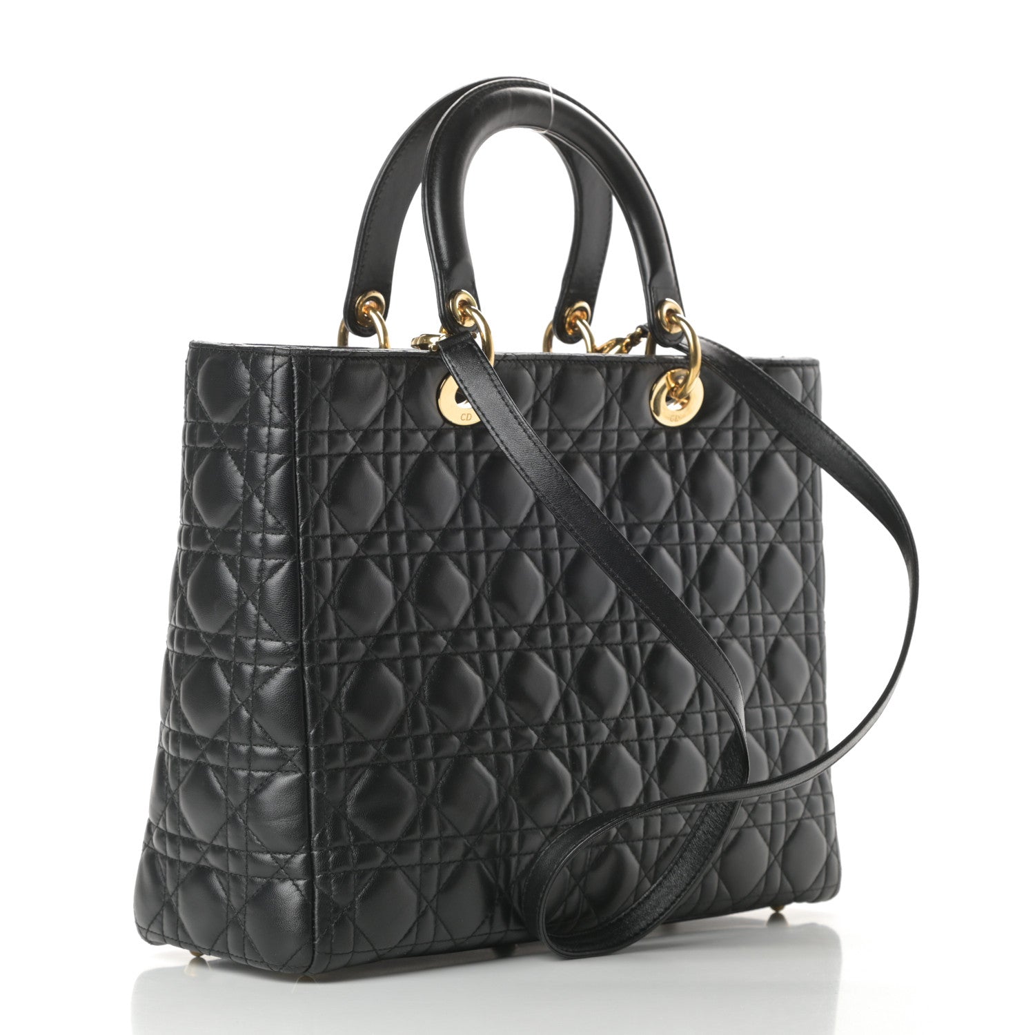 Christian Dior Lambskin Cannage Large Lady Dior Black 3 of 15