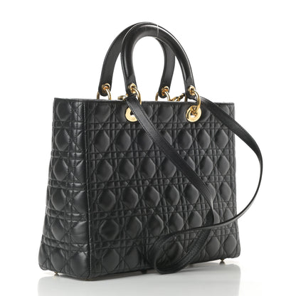 Christian Dior Lambskin Cannage Large Lady Dior Black 3 of 15