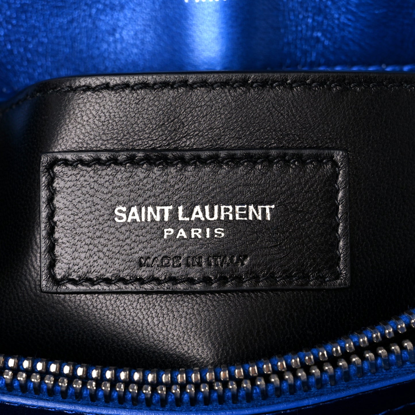 Metallic Calfskin Y Quilted Monogram Small Loulou Chain Satchel Blue Royal