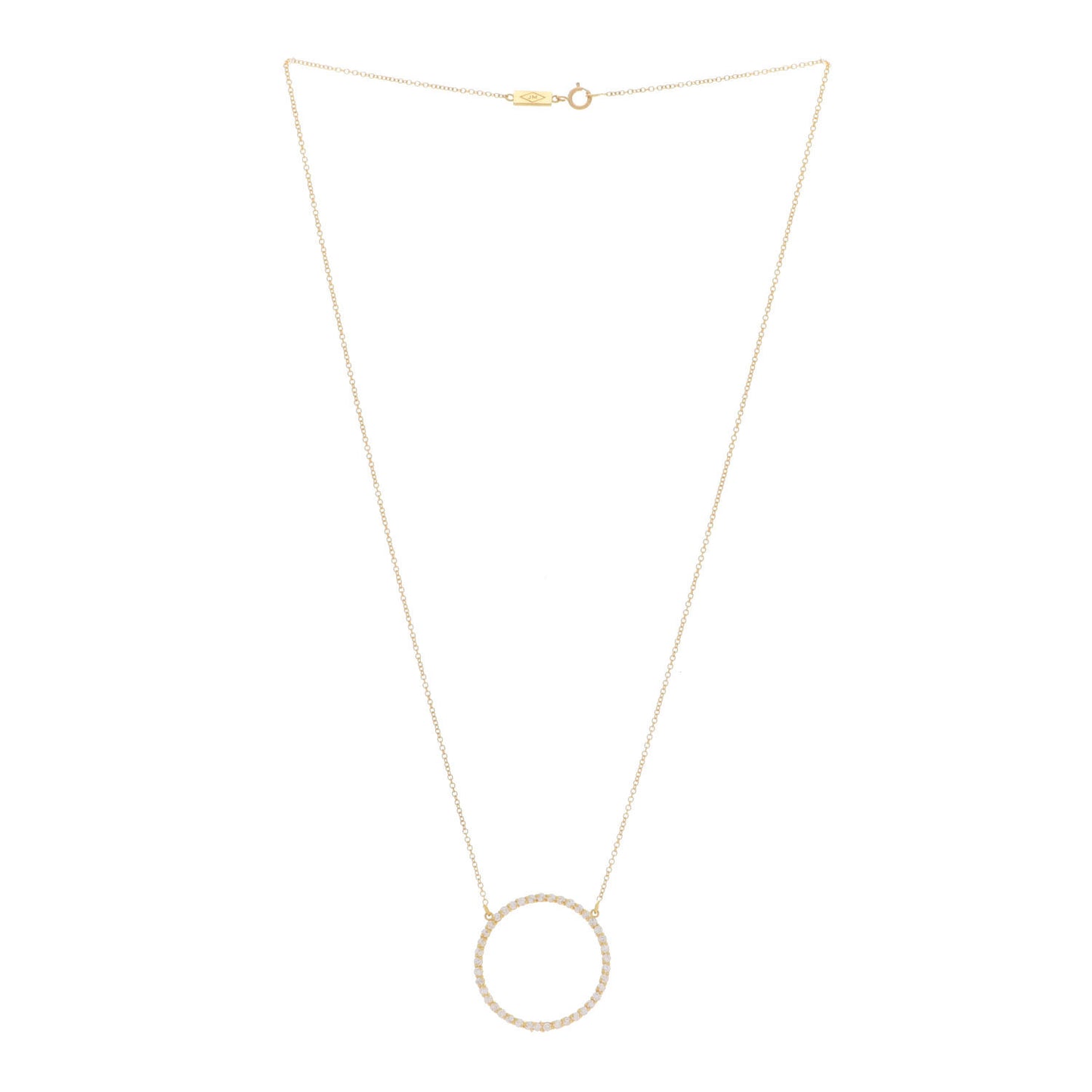 18K Yellow Gold Diamond Open Circle Necklace