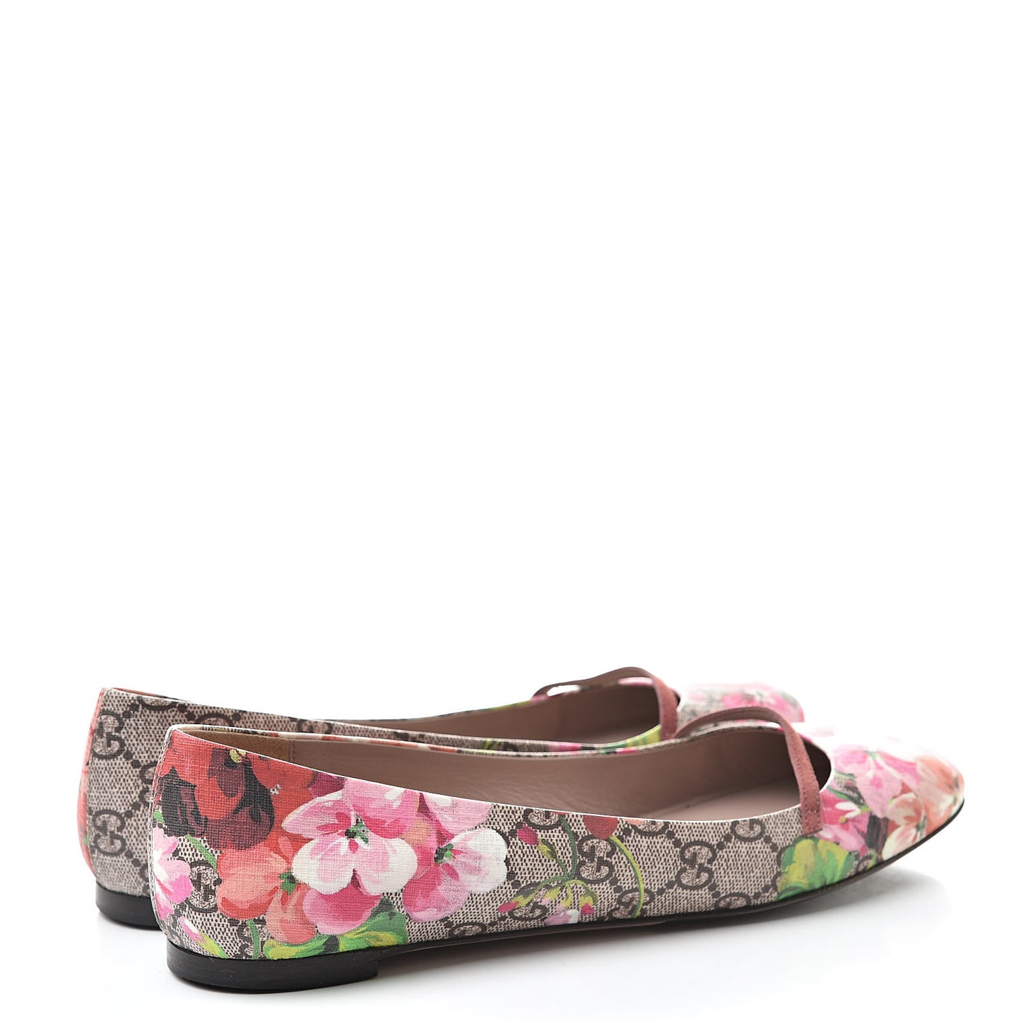 GG Supreme Monogram Blooms Ballet Flats 39 Beige Multicolor Dry Rose