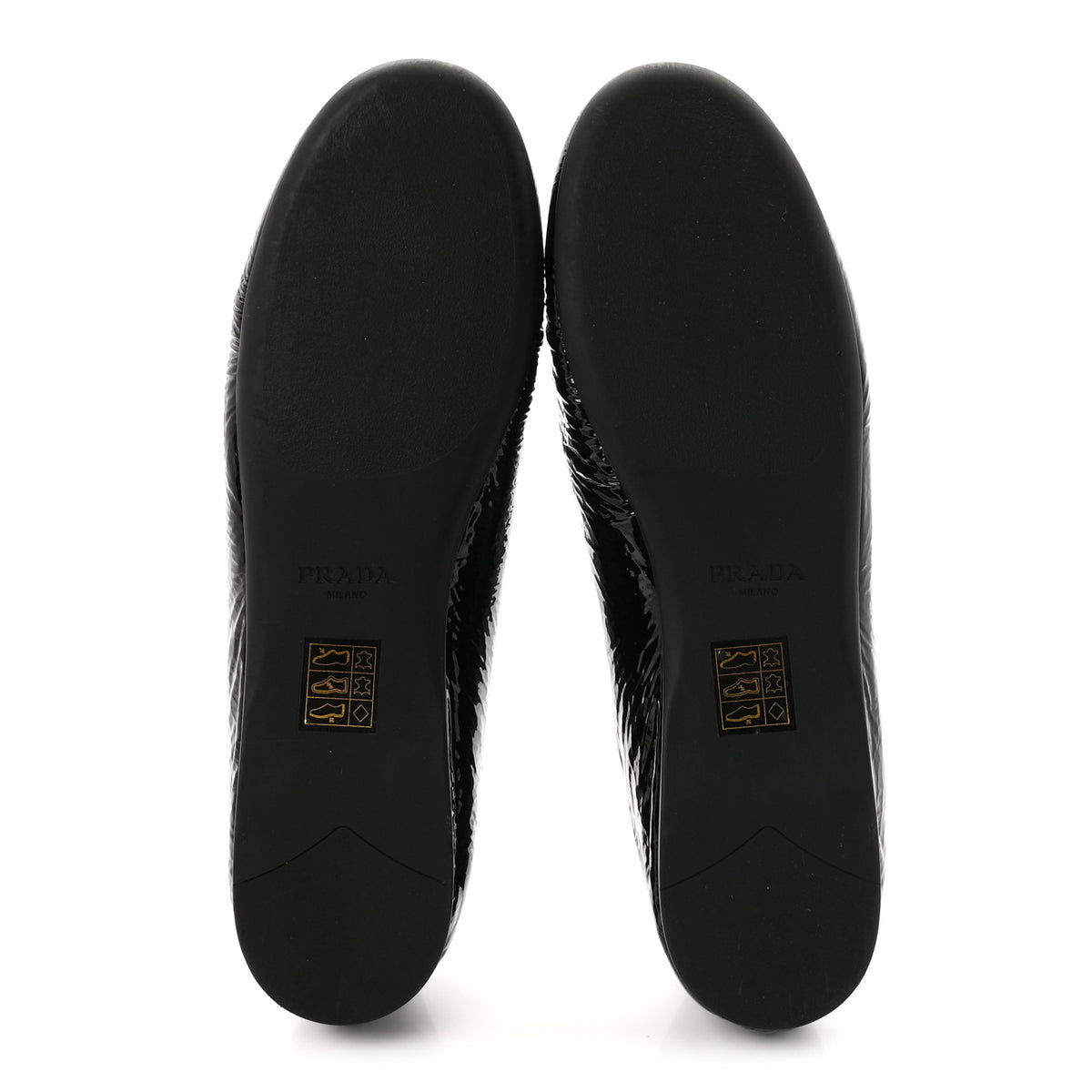 Patent Calfskin Triangle Ballerina Flats 38 Black