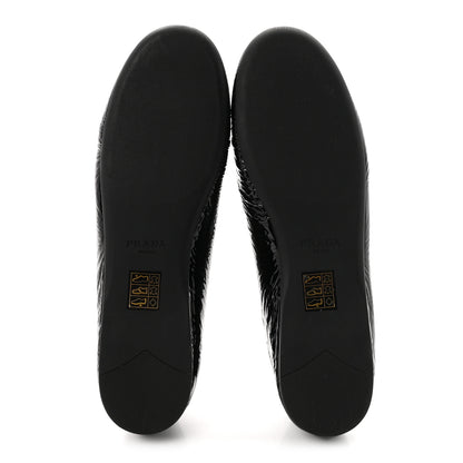 Prada Patent Calfskin Triangle Ballerina Flats 38 Black 6 of 10