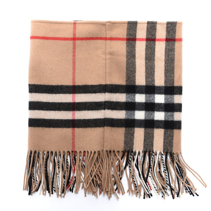 Burberry Cashmere Wool Classic Check Infinity Fringe Scarf Camel 3 of 5