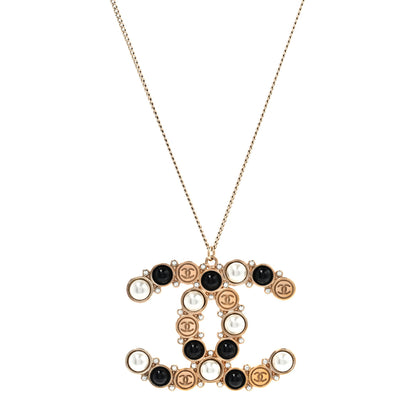 Chanel Crystal Pearl CC Chain Necklace Gold Black 1 of 4