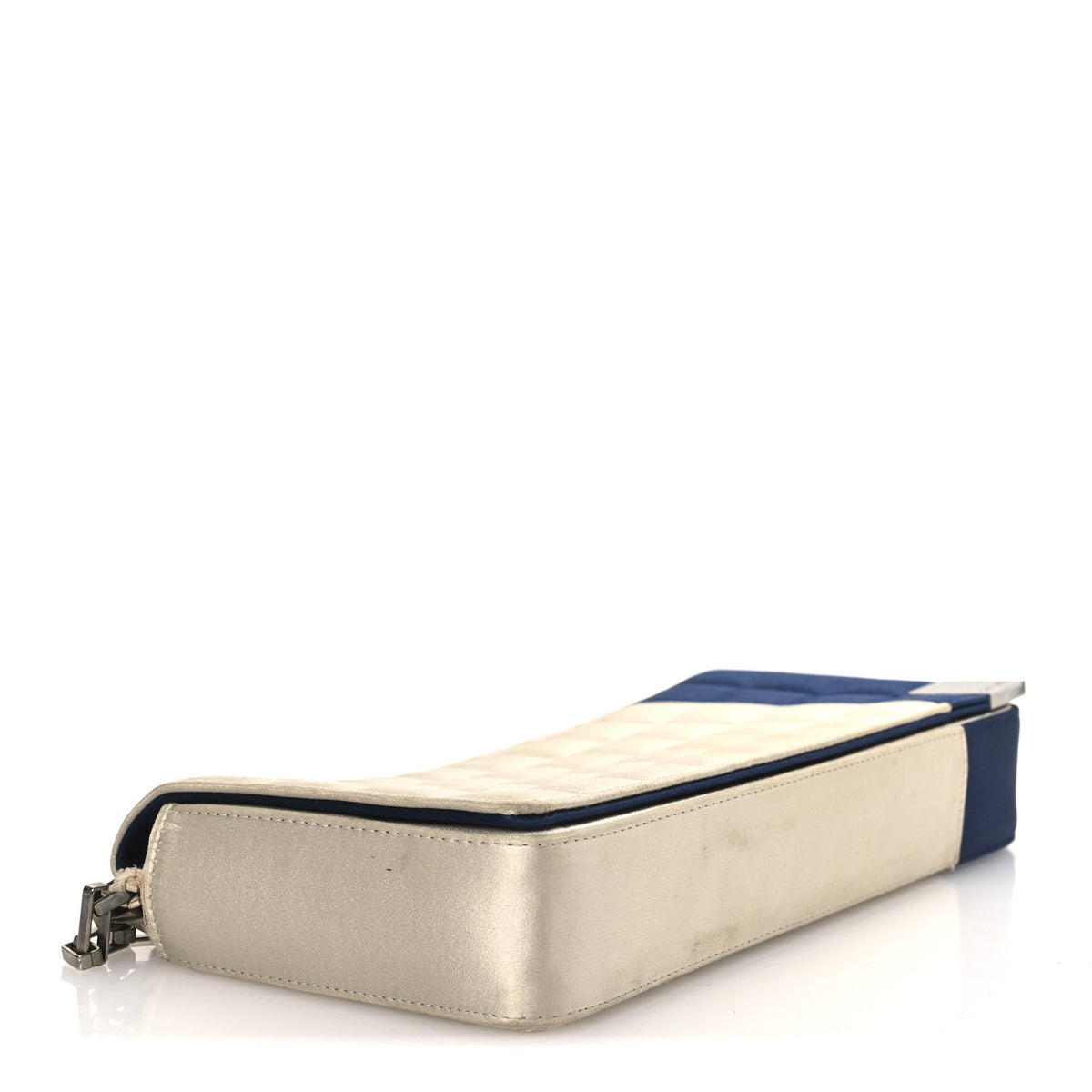 Satin Chocolate Bar Flap White Blue