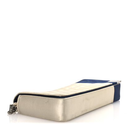 Chanel Satin Chocolate Bar Flap White Blue 4 of 18