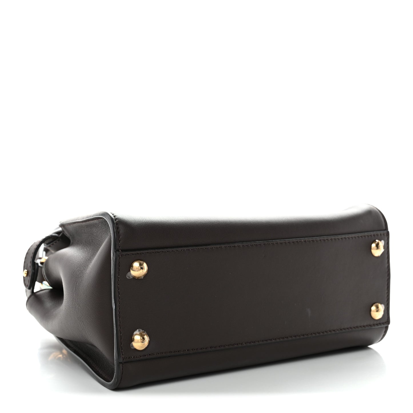 Vitello Seta Suede FF Mini Peekaboo Iconic Satchel Chocolate Sigaro Marrone