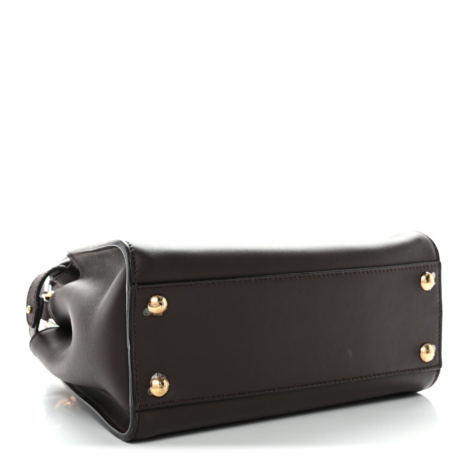 Fendi Vitello Seta Suede FF Mini Peekaboo Iconic Satchel Chocolate Sigaro Marrone 4 of 11