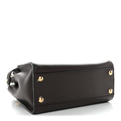 Fendi Vitello Seta Suede FF Mini Peekaboo Iconic Satchel Chocolate Sigaro Marrone 4 of 11