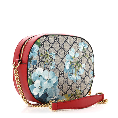 Gucci GG Supreme Monogram Blooms Mini Chain Shoulder Bag Beige Blue Navy Hibiscus Red 3 of 10
