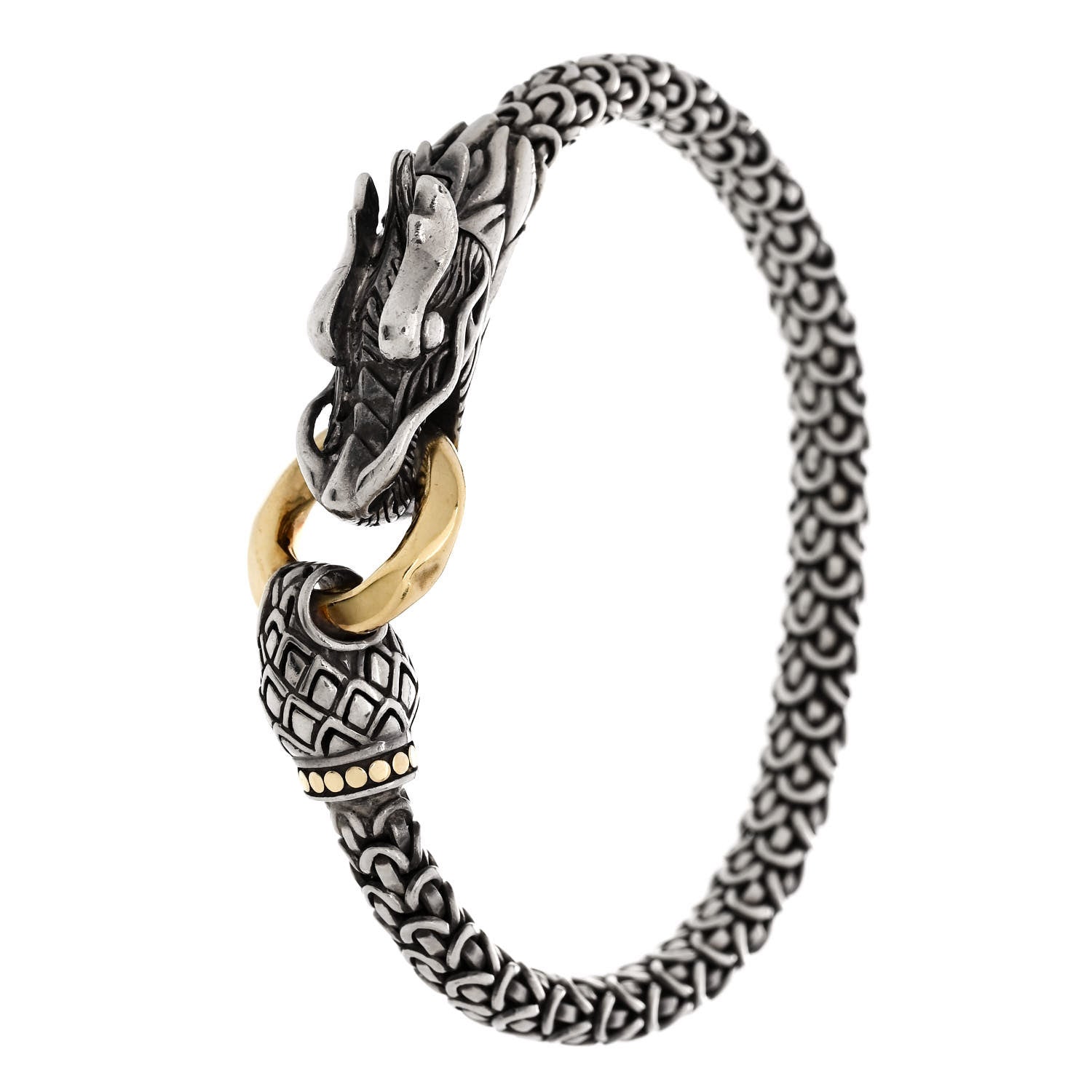 John Hardy Sterling Silver 18K Yellow Gold 6mm Naga Dragon Bracelet 1 of 4