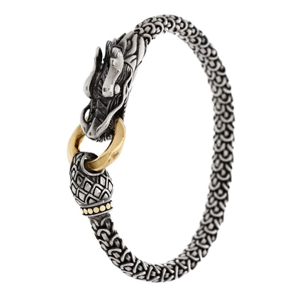 John Hardy Sterling Silver 18K Yellow Gold 6mm Naga Dragon Bracelet 1 of 4