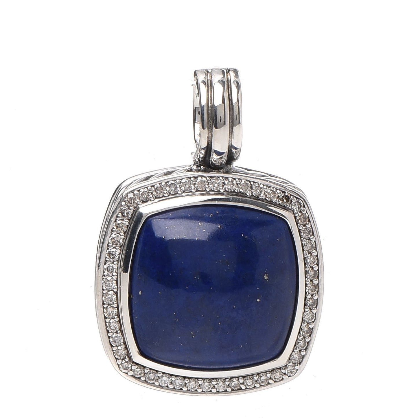 Sterling Silver Diamond Lapis Lazuli 17mm Albion Enhancer Pendant
