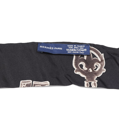 Hermes Silk Les Cles Twilly Black 4 of 4