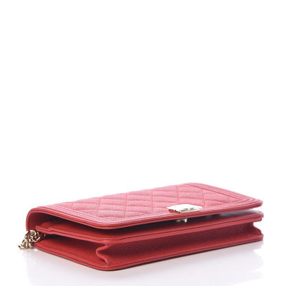 Chanel Caviar Quilted Boy Wallet On Chain WOC Red 4 of 14