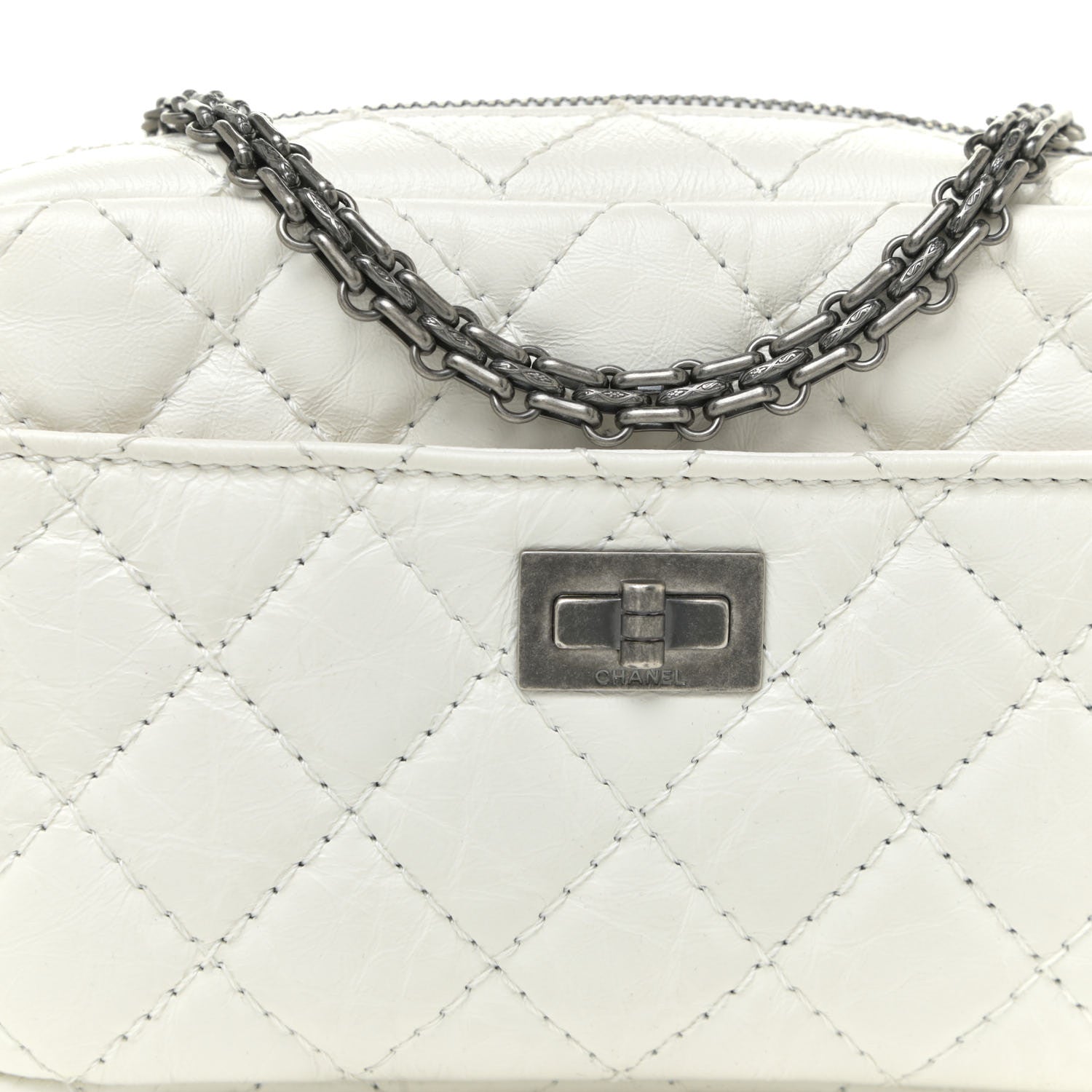 Chanel Aged Calfskin Quilted Mini Reissue Camera Case White 8 of 13