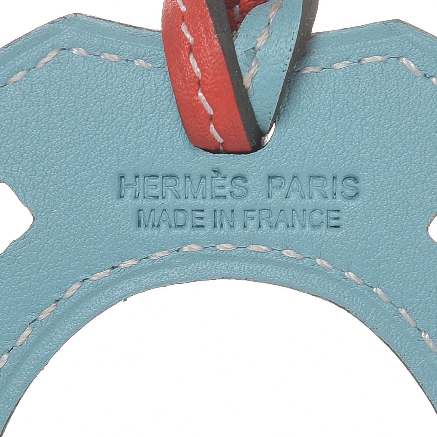 Hermes Swift Paddock Horseshoe Bag Charm Capucine Bleu Atoll 3 of 4