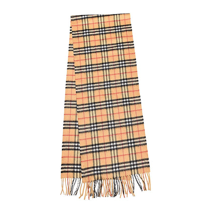 Burberry Cashmere Vintage Check Fringe Scarf Antique Yellow 2 of 3