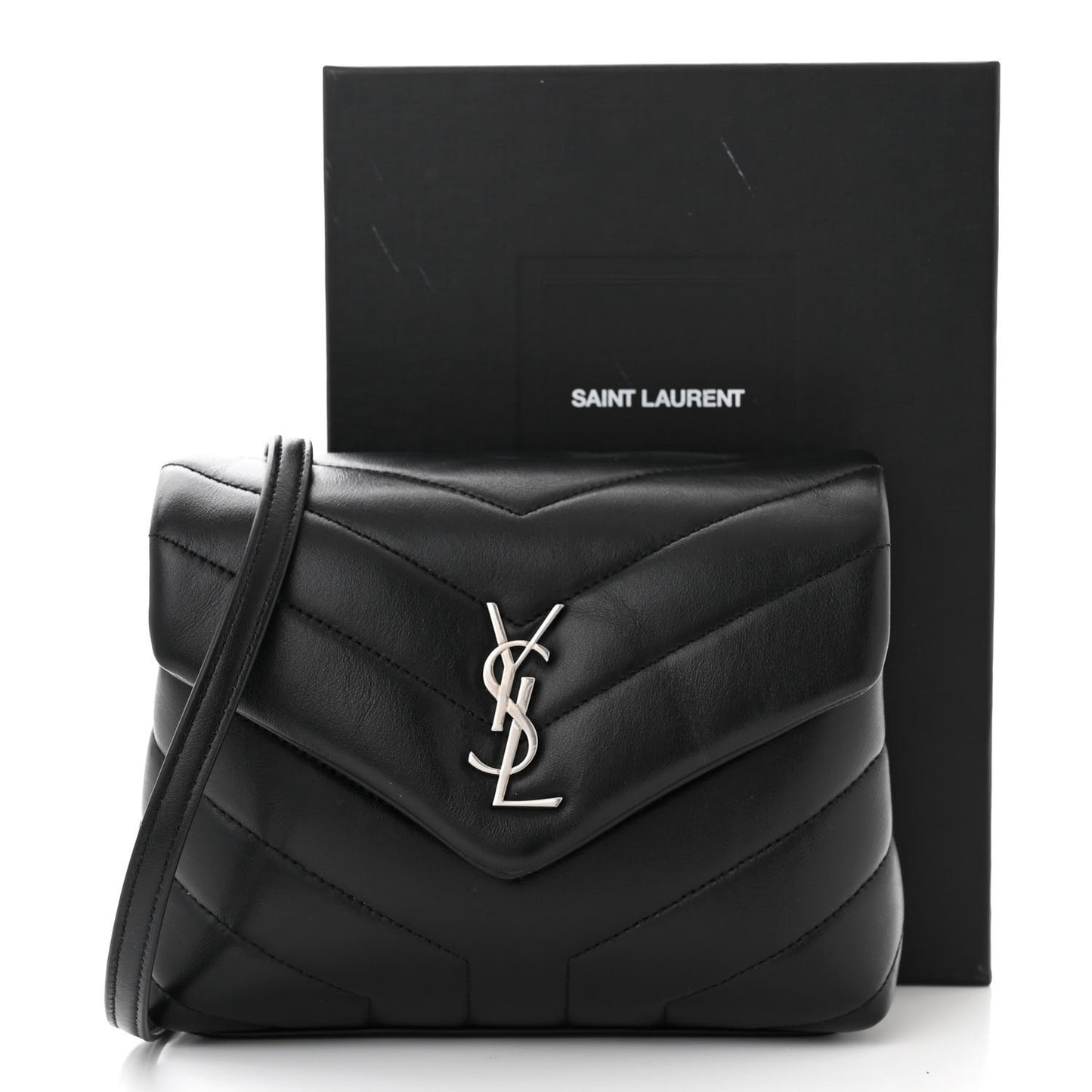Calfskin Y Quilted Monogram Toy Loulou Crossbody Bag Black