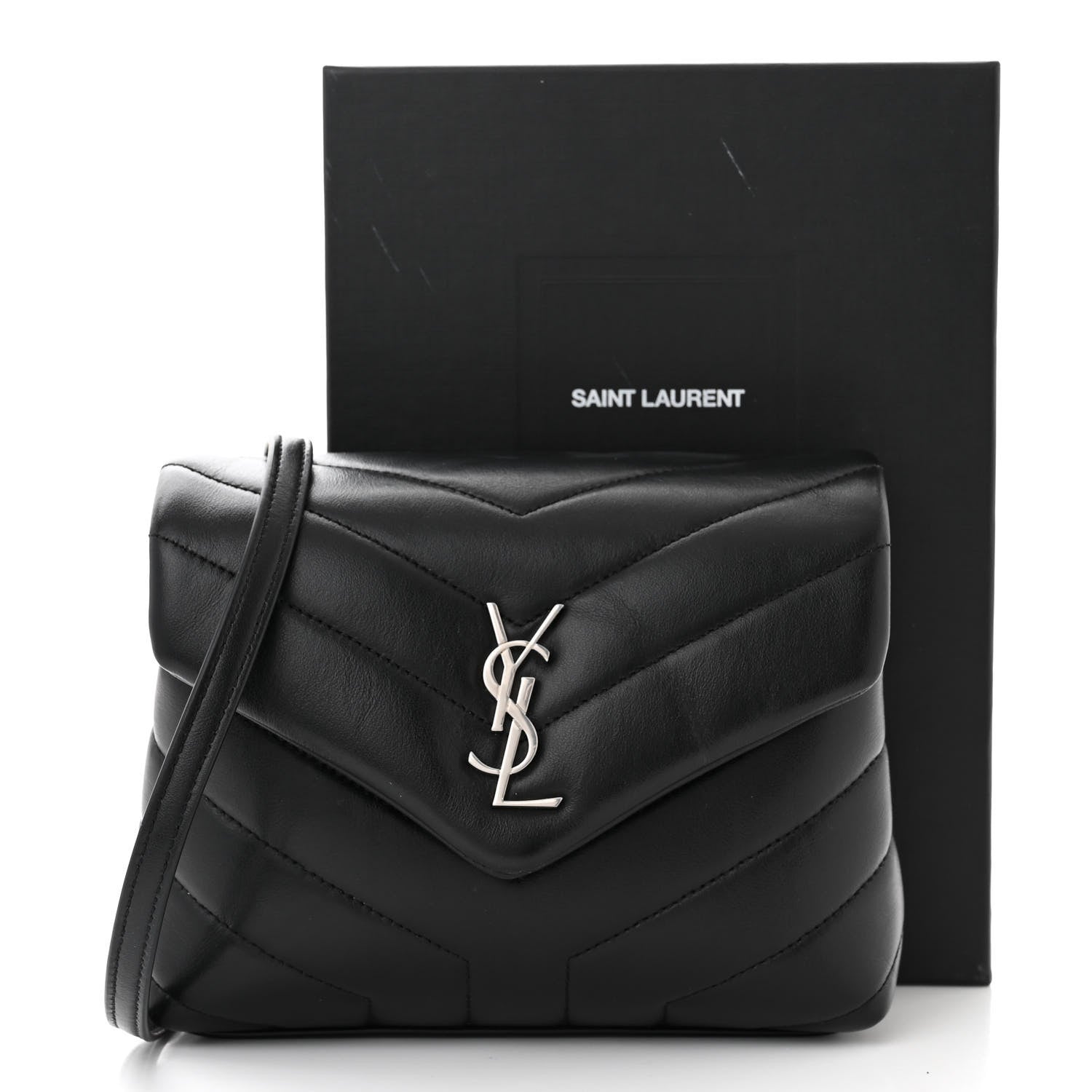 Saint Laurent Calfskin Y Quilted Monogram Toy Loulou Crossbody Bag Black 11 of 11