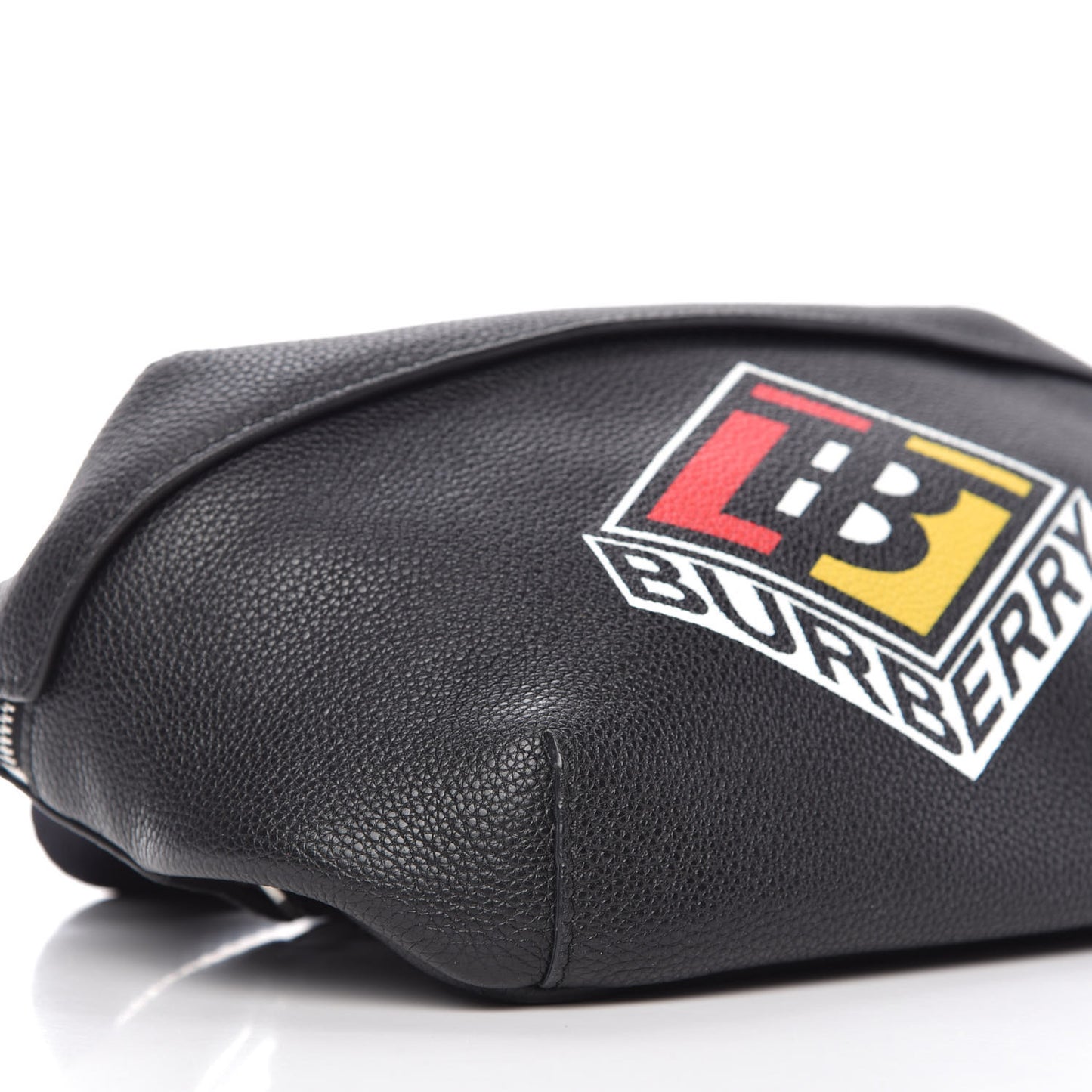 Grainy Calfskin Logo Graphic Sonny Bum Bag Black