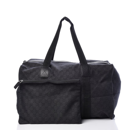 Gucci Denim Monogram Large Collapsible Carry On Duffle Black 3 of 14