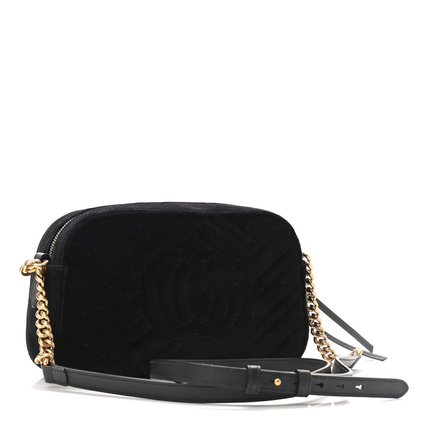 Gucci Velvet Matelasse Small GG Marmont Chain Shoulder Bag Black 3 of 11