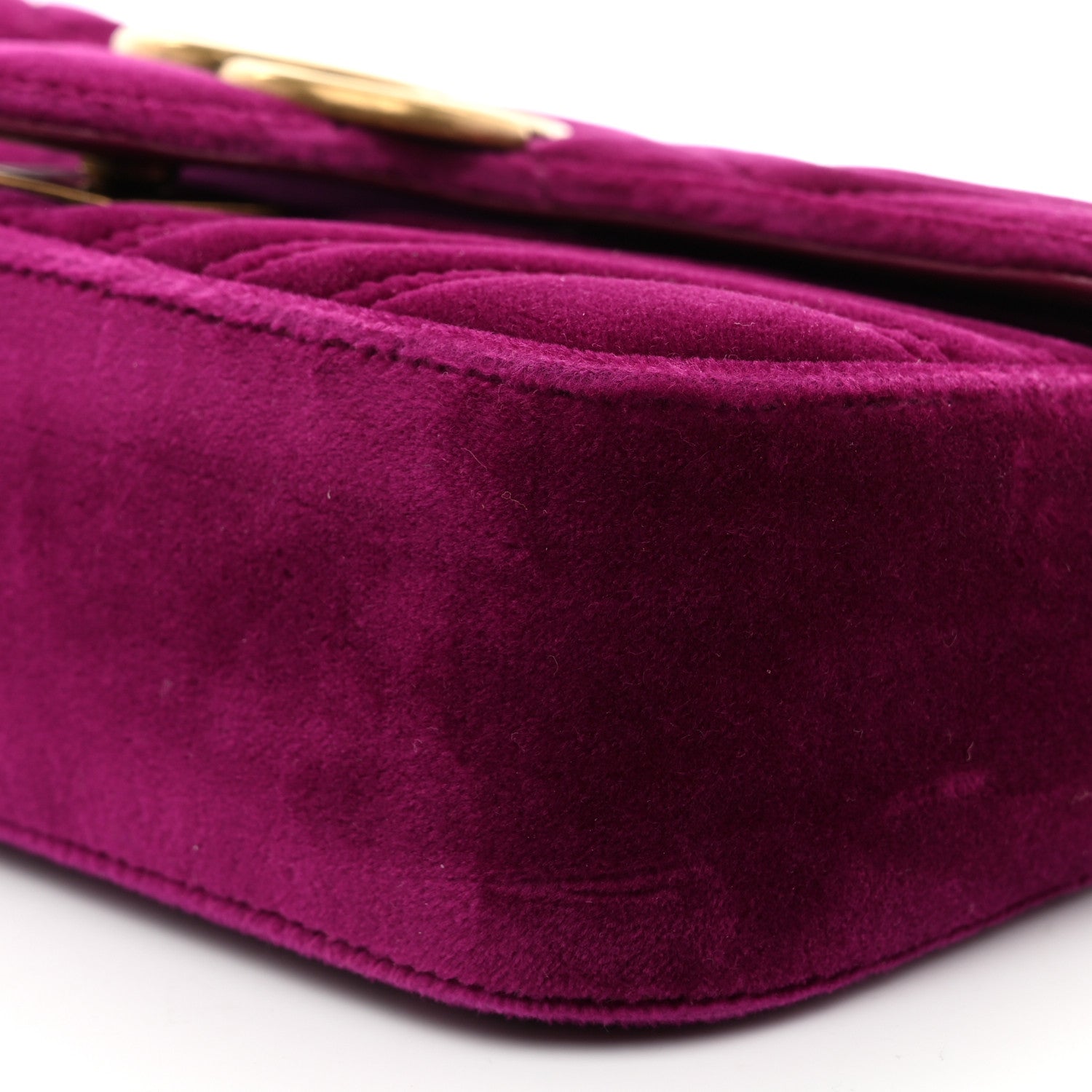 Gucci Velvet Matelasse Mini GG Marmont Shoulder Bag Fuchsia Violet Cyclamen 10 of 10