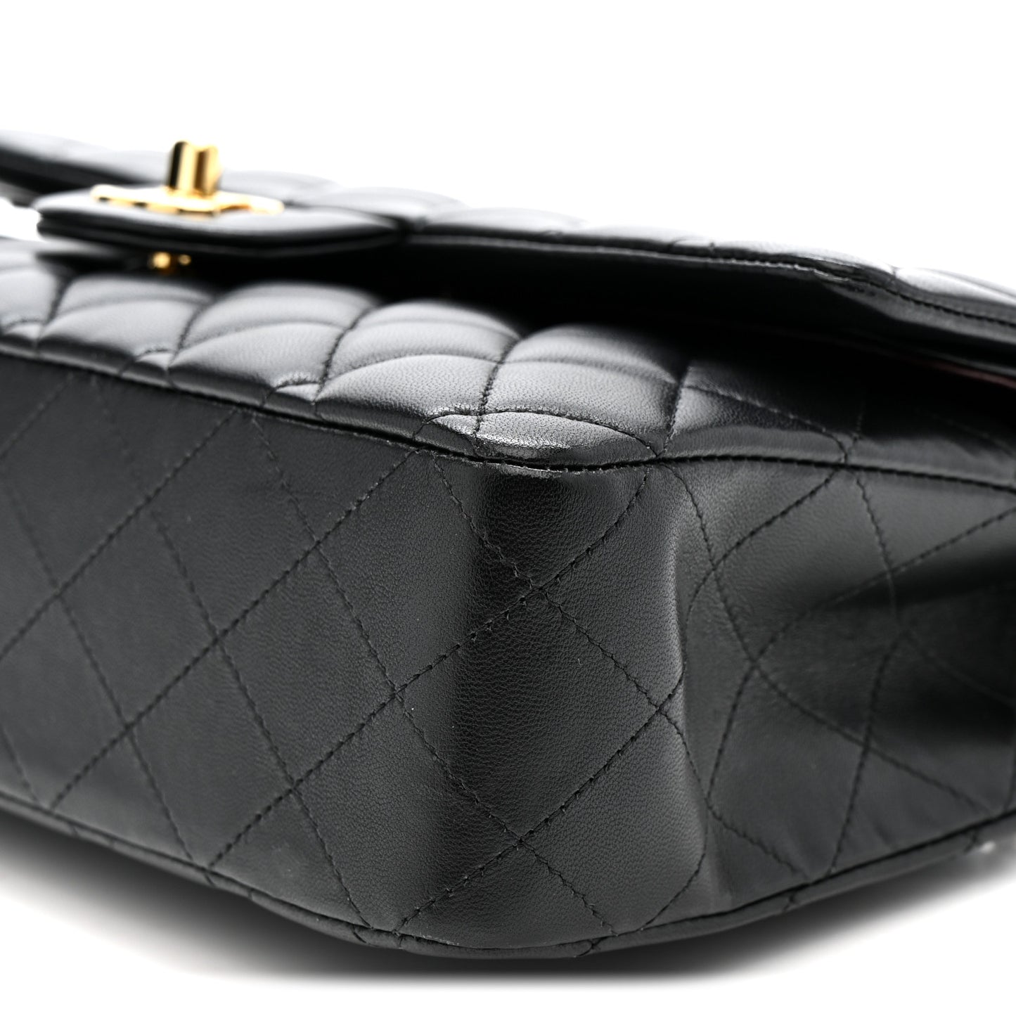 Lambskin Quilted Medium Double Flap Black