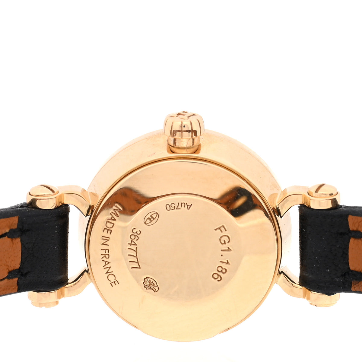 Hermes 18K Yellow Gold Barenia Diamond 16mm Faubourg Quartz Watch Noir 4 of 5
