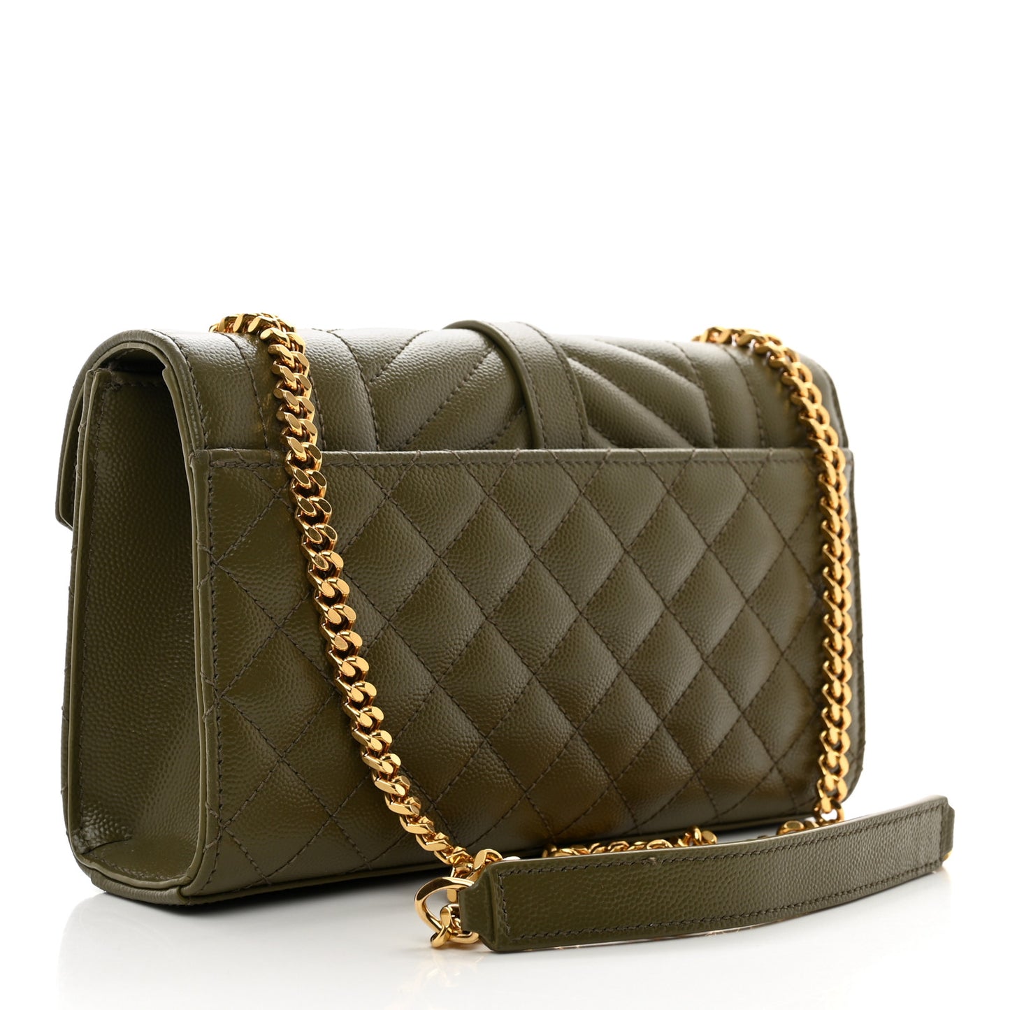 Grain De Poudre Textured Mixed Matelasse Triquilt Small Monogram Satchel Dark Green