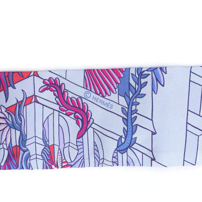 Hermes Silk Animapolis Plumetis Twilly Ciel Rose Vif Bleu 3 of 4