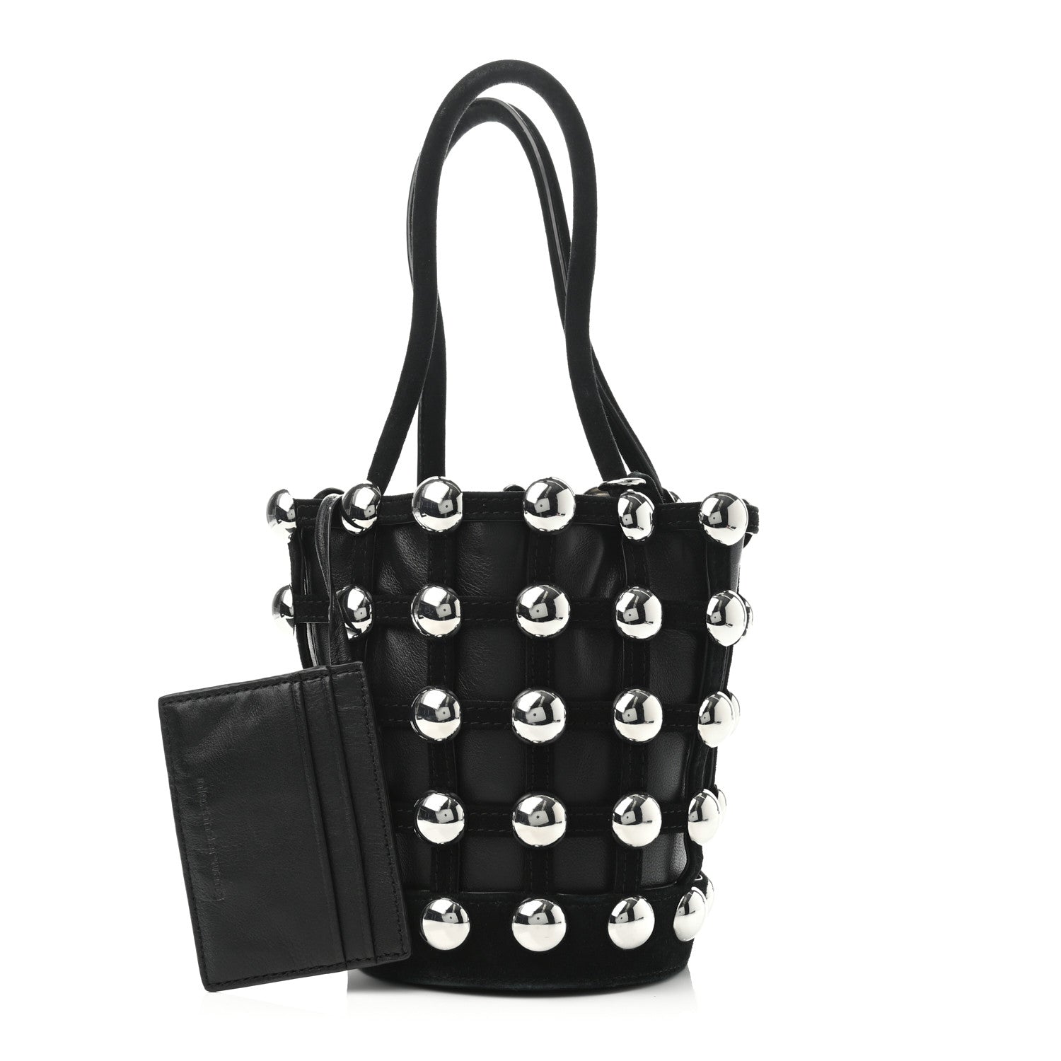 Alexander Wang Calfskin Crystal Embellished Roxy Mini Bucket Bag Black 1 of 4