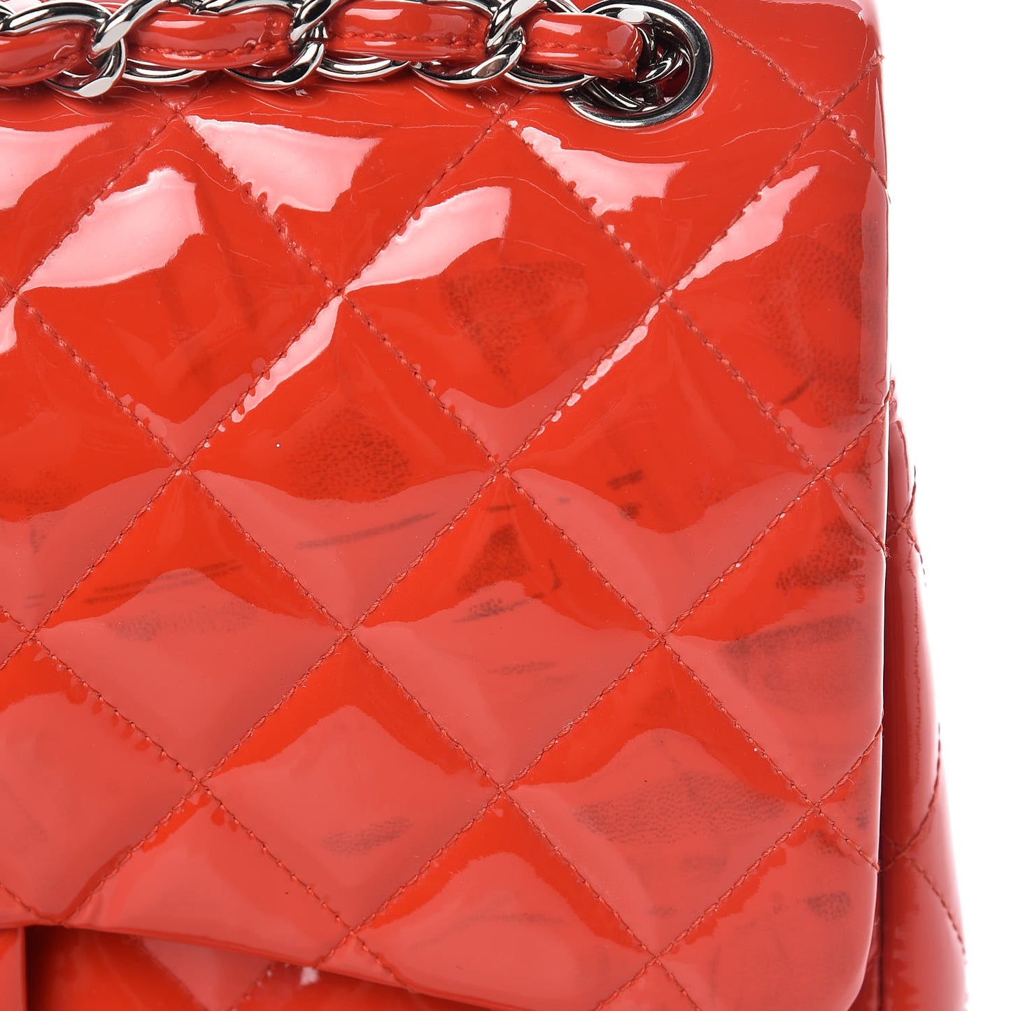 Patent Quilted Jumbo Double Flap Dark Red