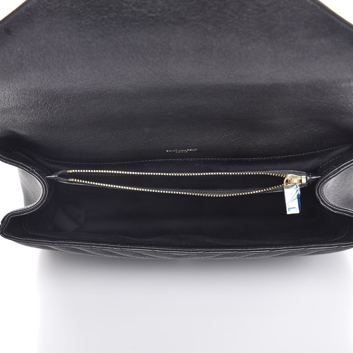 Sheepskin Matelasse Chevron Monogram Large College Satchel Black